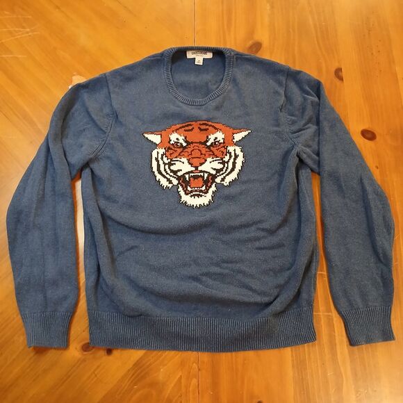 Goodthreads Tiger Blue Navy Knit Crewneck Sweater Men M Cotton - Picture 1 of 7